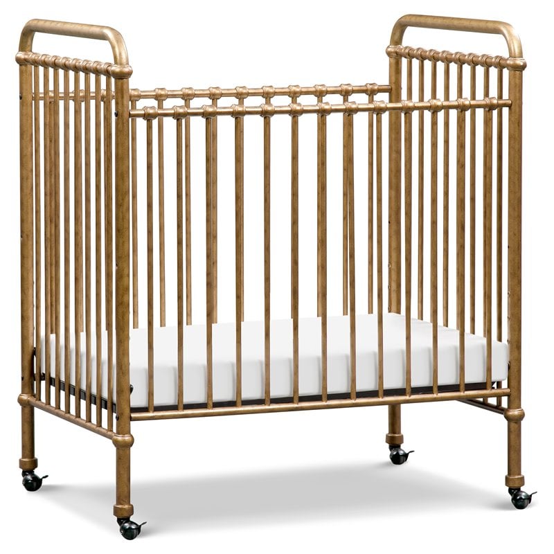 Namesake Abigail Metal 3-in-1 Convertible Mini Crib in Vintage Gold