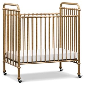 Namesake Abigail Metal 3-in-1 Convertible Mini Crib in Vintage Gold