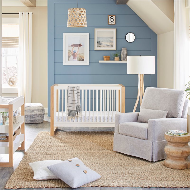 Namesake Nantucket Wood 3-in-1 Convertible Crib in Warm White and Honey
