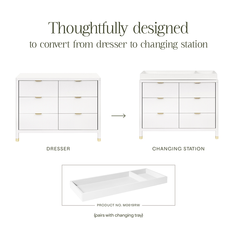 Namesake Brimsley Tambour 6-Drawer Assembled Dresser in Warm White
