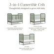 Liberty 3-in-1 Convertible Spindle Crib w/Toddler Bed Conversion Kit Juniper