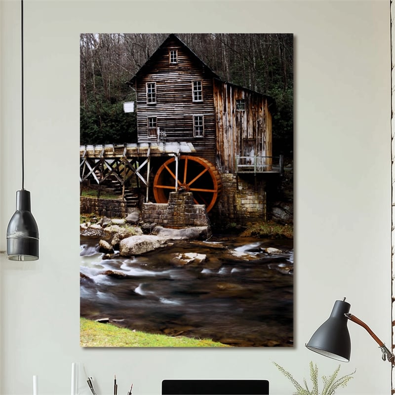 Yosemite Home Decor 'River Mill' Glass Photographic Print in Multi-Color