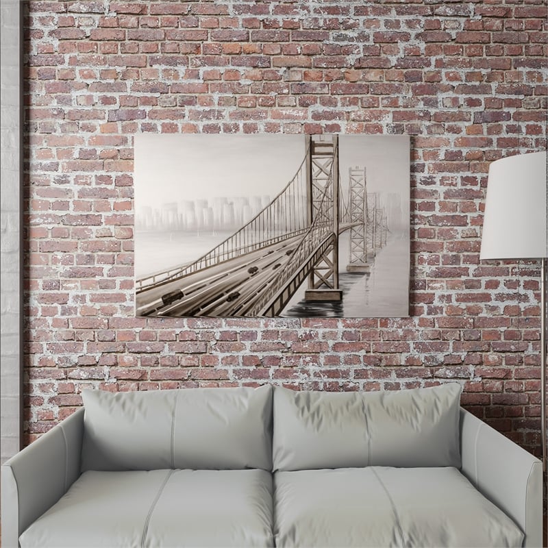 Yosemite Home Decor 'City Overpass' Fabric Canvas in Multi-Color