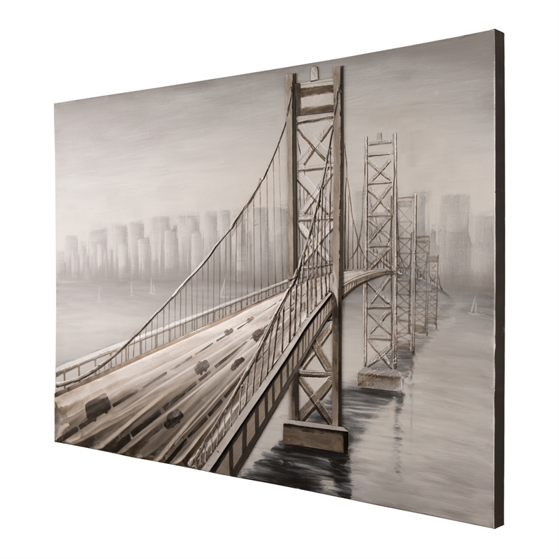 Yosemite Home Decor 'City Overpass' Fabric Canvas in Multi-Color