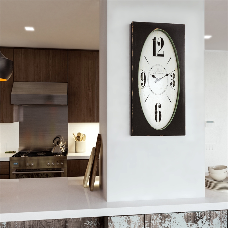 Yosemite Speakeasy Spokes Wood Wall Clock in Black and White Finish
