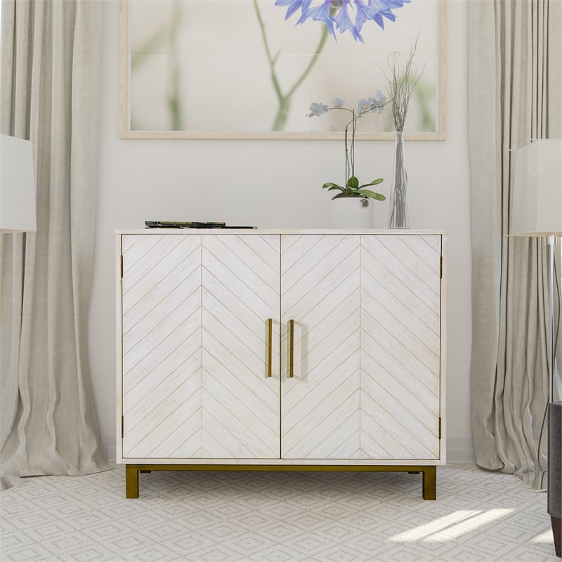 Yosemite Home Decor Ashdla Solid Mindi Wood Accent Cabinet in White