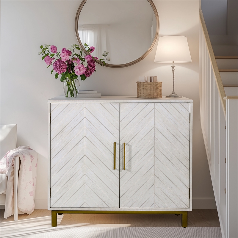 Yosemite Home Decor Ashdla Solid Mindi Wood Accent Cabinet in White