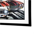 Yosemite Home Decor 'American Muscle' 3D Collage Glass Wall Art in Multi-Color