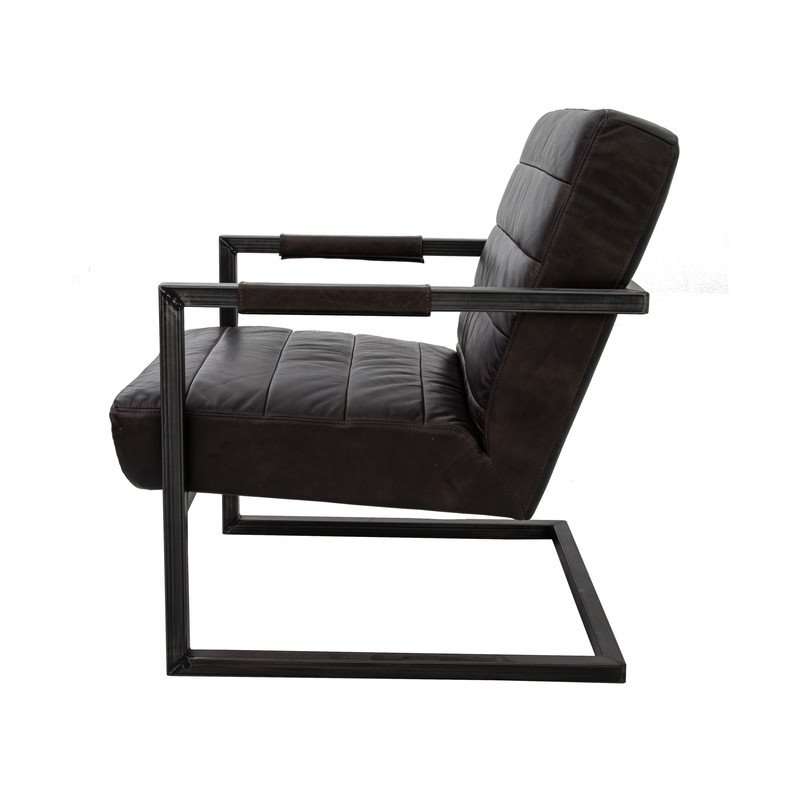 Yosemite Home Decor Emmalee Loft Leather/Cast Iron Accent Chair in Dark Brown