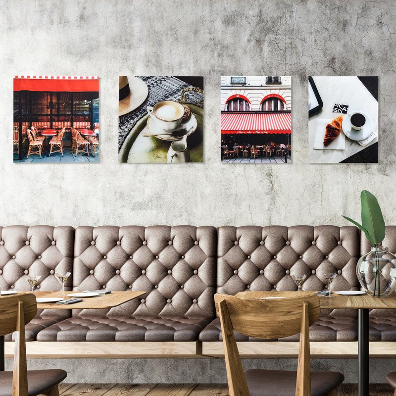 Yosemite Home Decor 'Parisian Bistro' Glass/Wood Photo in Multi-Color