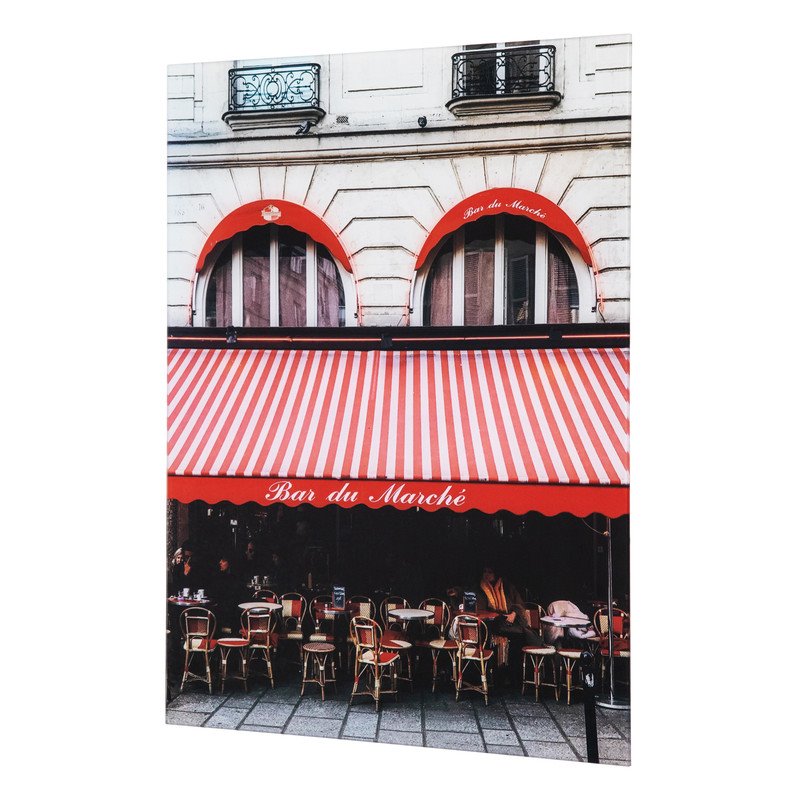 Yosemite Home Decor 'Parisian Bistro' Glass/Wood Photo in Multi-Color
