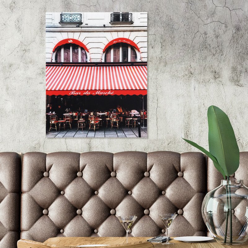 Yosemite Home Decor 'Parisian Bistro' Glass/Wood Photo in Multi-Color