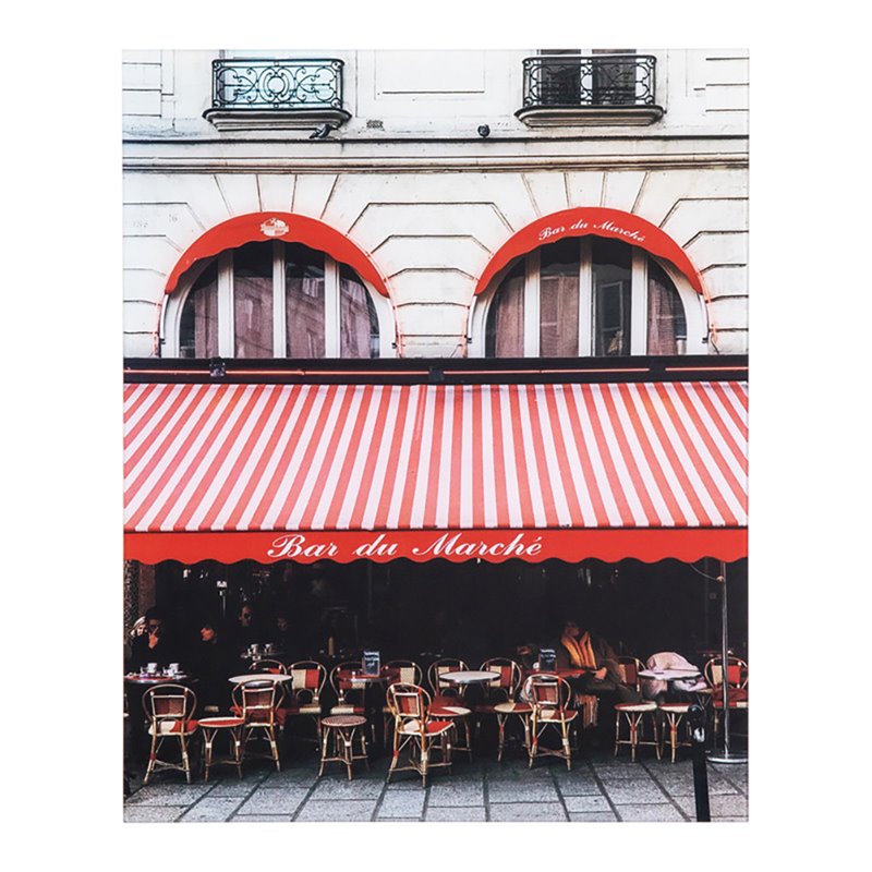 Yosemite Home Decor 'Parisian Bistro' Glass/Wood Photo in Multi-Color