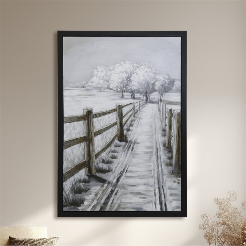 Yosemite Home Decor 'Country Road II' Plastic Canvas Wall Art in Multi-Color