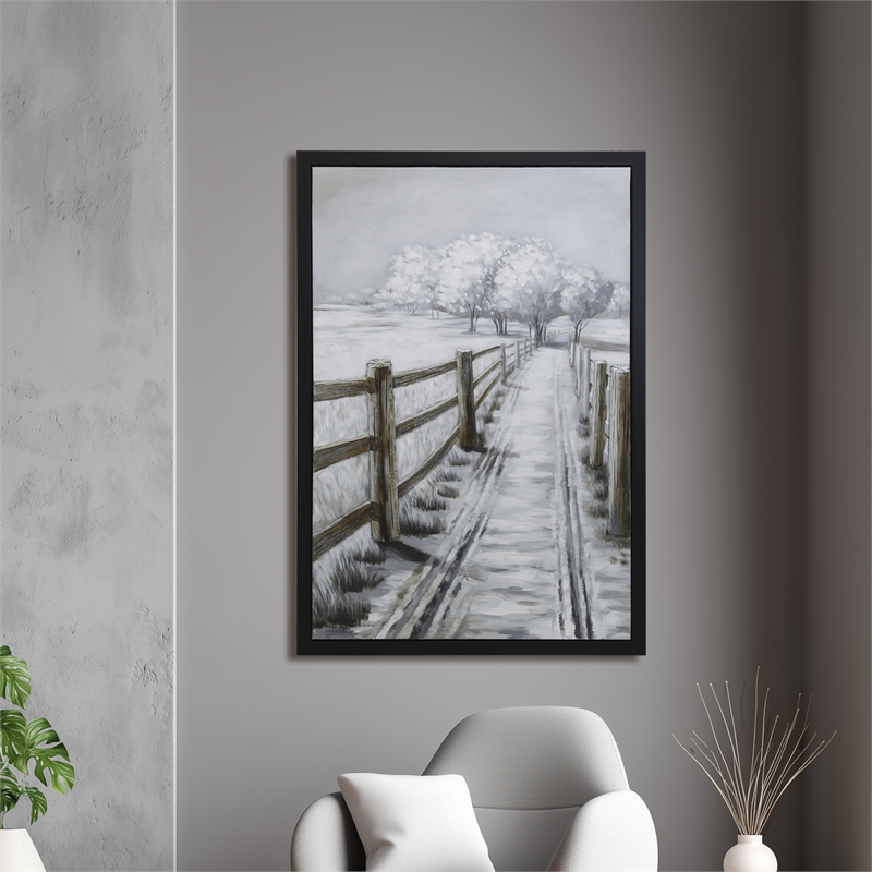 Yosemite Home Decor 'Country Road II' Plastic Canvas Wall Art in Multi-Color