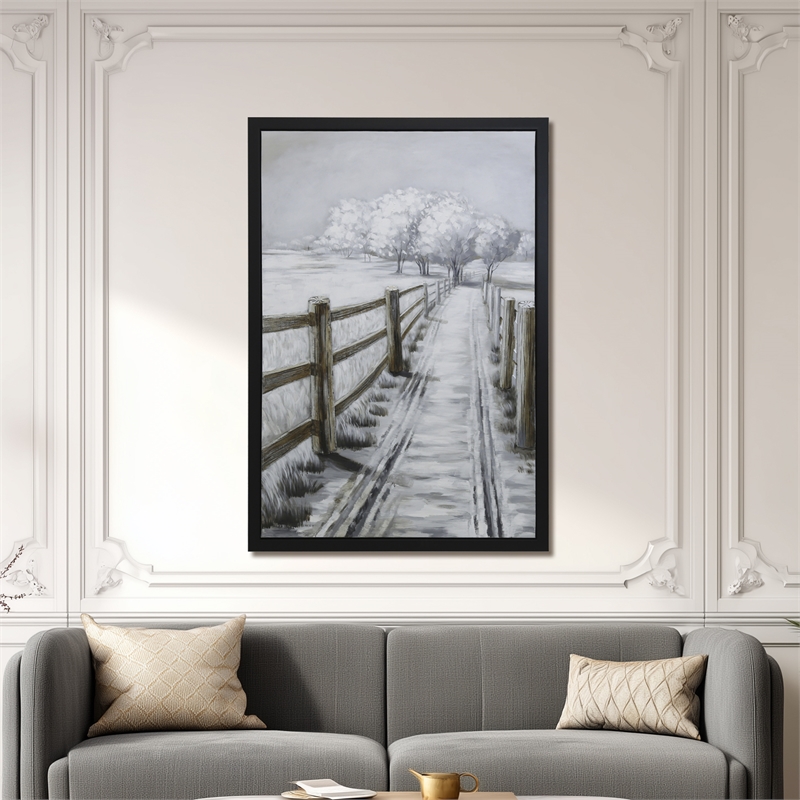 Yosemite Home Decor 'Country Road II' Plastic Canvas Wall Art in Multi-Color