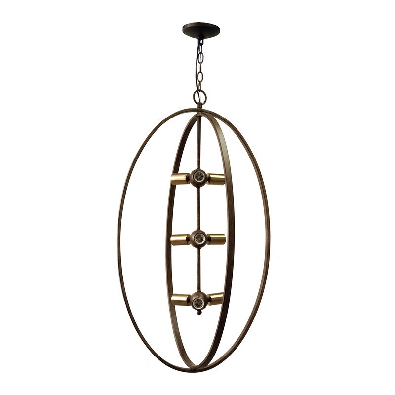 Yosemite Home Decor Alpha 9-Light Metal Chandelier in Distressed Antique Brass