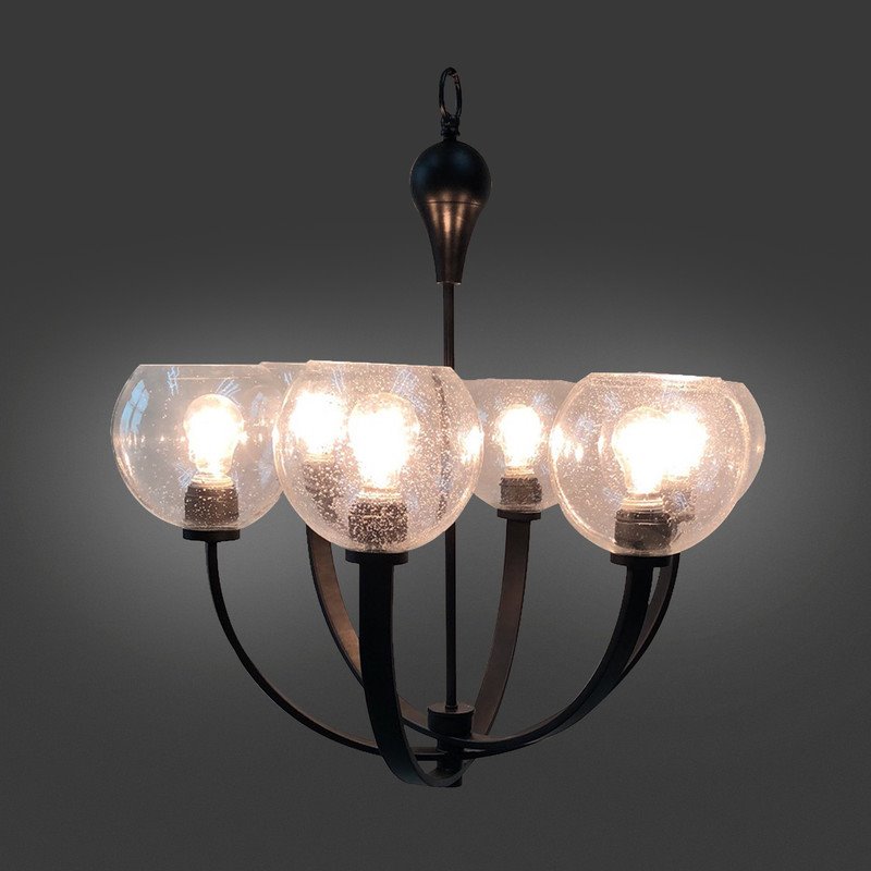 Yosemite Home Decor Orion 6-Light Metal Chandelier in Clear Seeded/Matte Black