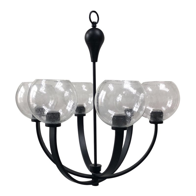 Yosemite Home Decor Orion 6-Light Metal Chandelier in Clear Seeded/Matte Black