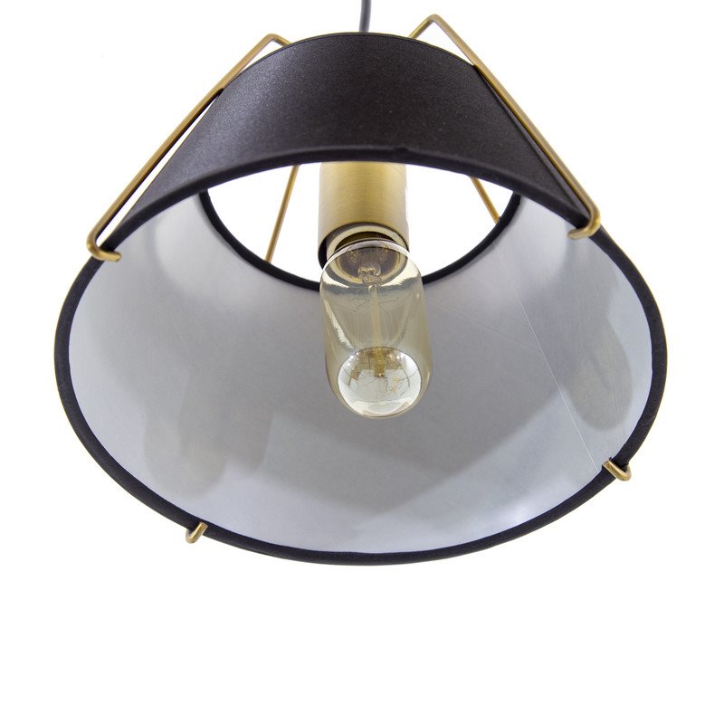 Yosemite Home Decor Mira 1-Light Fabric Pendant with Black Shade in Matte Gold