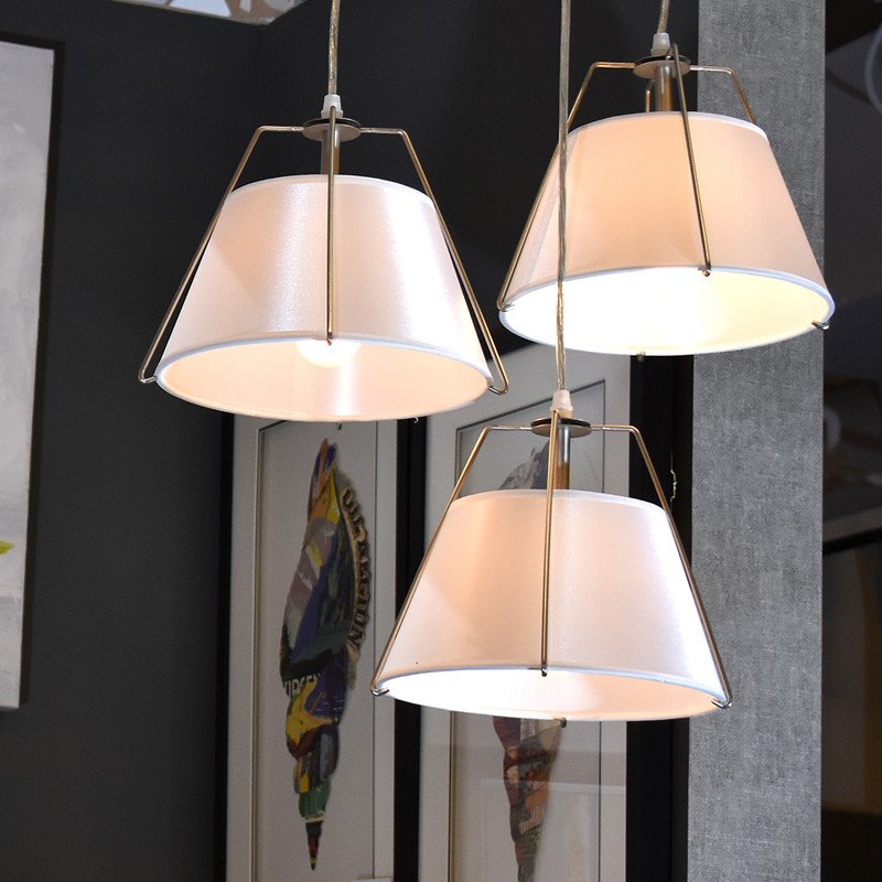Yosemite Home Decor Mira 1-Light Fabric Pendant with White Shade in Satin Nickel