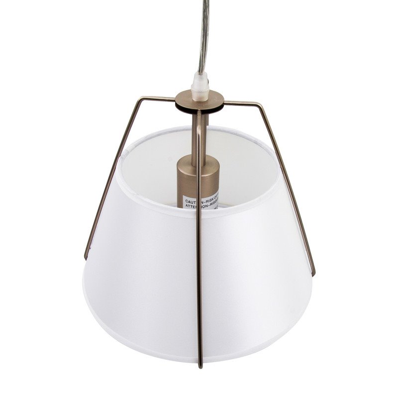 Yosemite Home Decor Mira 1-Light Fabric Pendant with White Shade in Satin Nickel