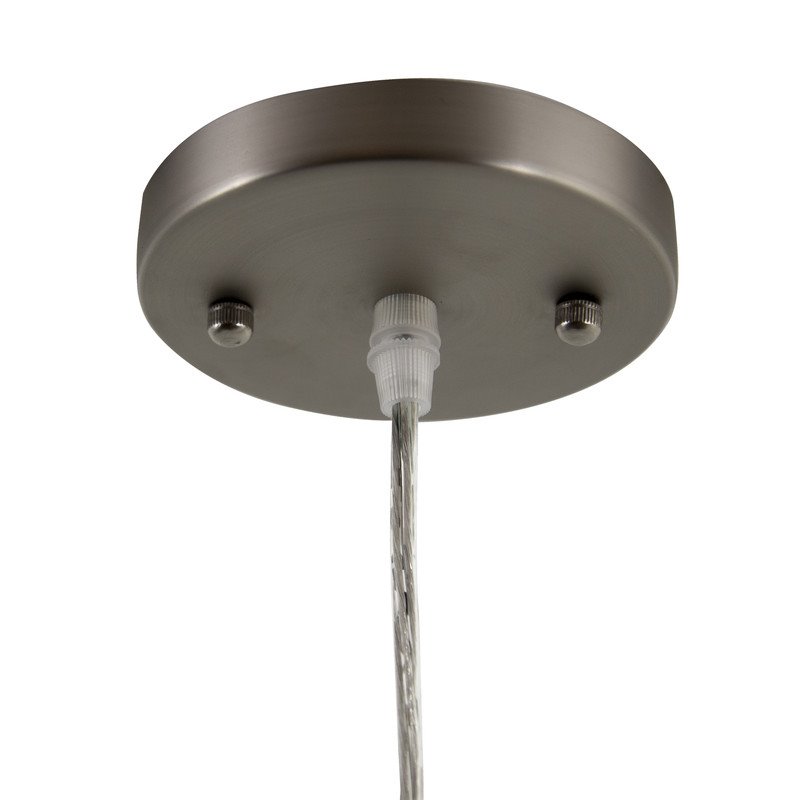Yosemite Home Decor Mira 1-Light Fabric Pendant with White Shade in Satin Nickel