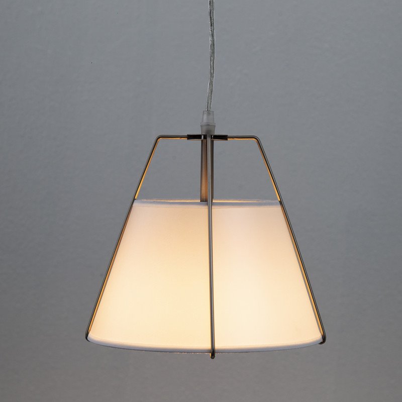 Yosemite Home Decor Mira 1-Light Fabric Pendant with White Shade in Satin Nickel