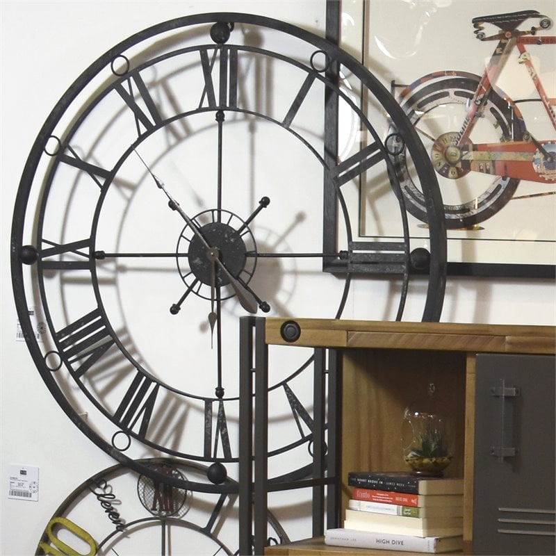 Yosemite Home Decor Transitional Metal Tower Wall Clock in Black