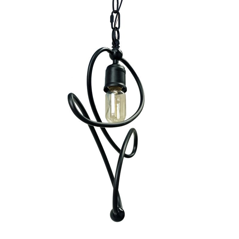 Yosemite Home Decor Belt 1-Light Orbital Geometric Metal Pendant in Matte Black
