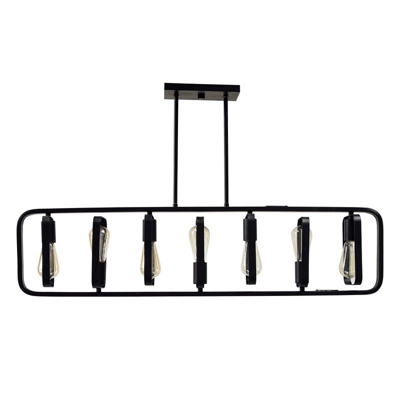 Yosemite Home Decor Perseus 7-Light Metal Island Chandelier in Matte Black