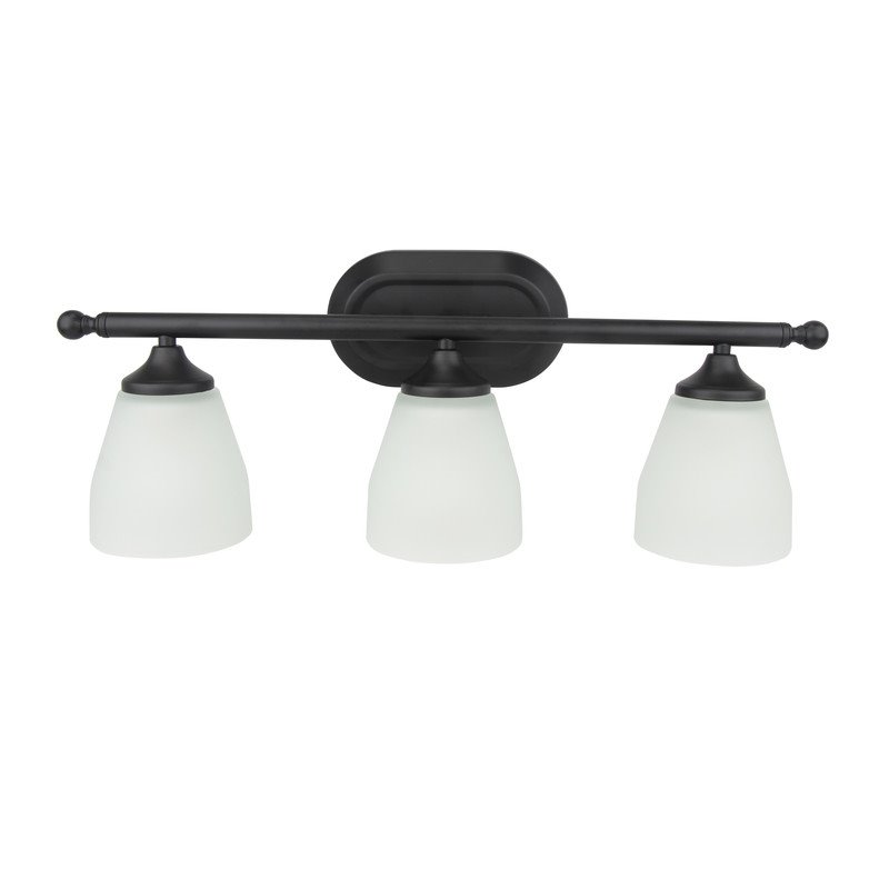 Yosemite Home Decor Jordan 3-Light Metal/Glass Vanity Light in Matte Black