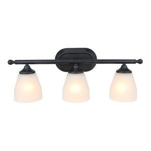Yosemite Home Decor Jordan 3-Light Metal/Glass Vanity Light in Matte Black