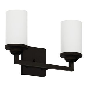 Yosemite Home Decor Jordan 2-Light Metal/Glass Vanity Light in Ebony Bronze