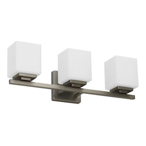 Yosemite Home Decor Jordan 3-Light Metal and Glass Vanity Light in Satin Nickel