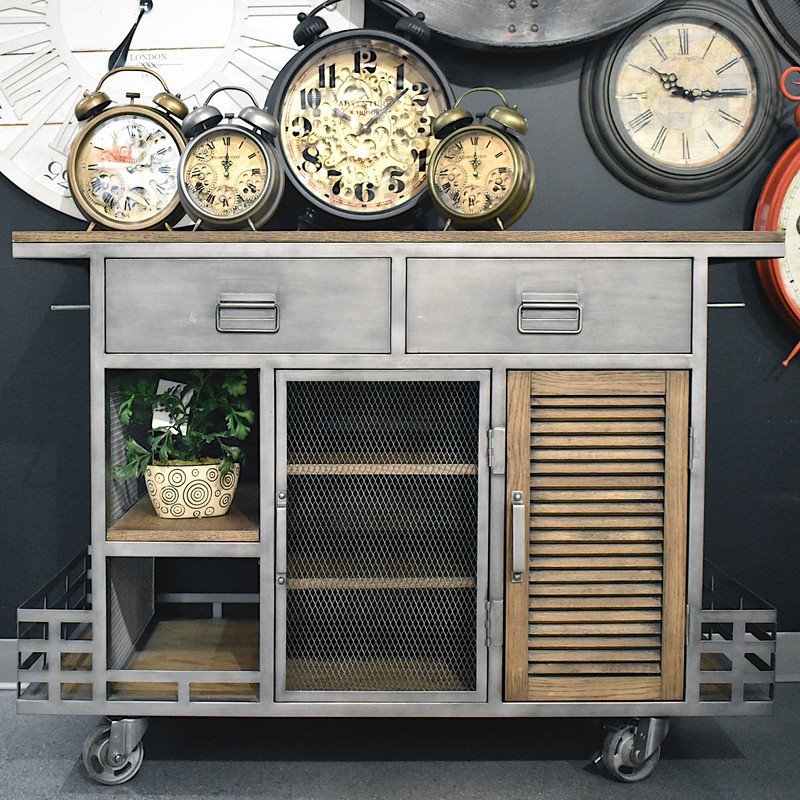 Yosemite Home Decor Jaxon Contemporary Wood Kitchen Island in Silver