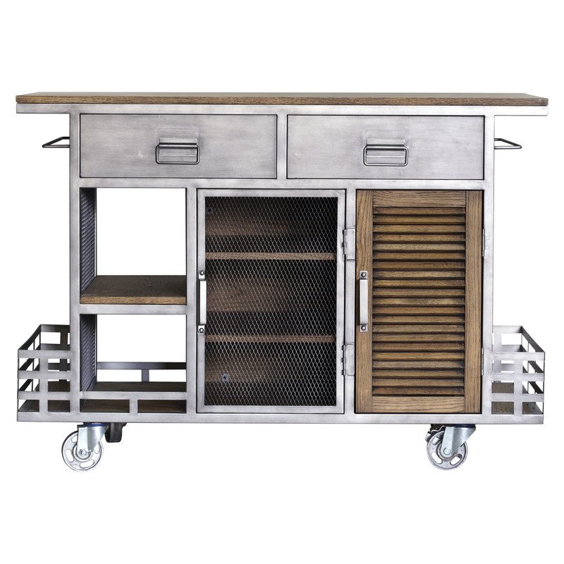 Yosemite Home Decor Jaxon Contemporary Wood Kitchen Island in Silver