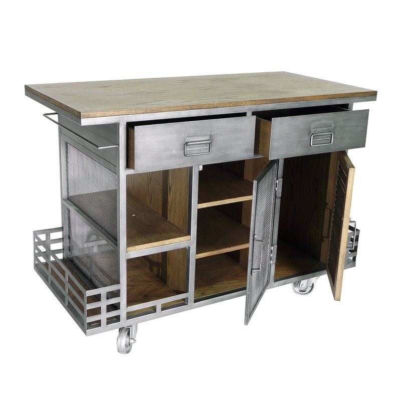 Yosemite Home Decor Jaxon Contemporary Wood Kitchen Island in Silver