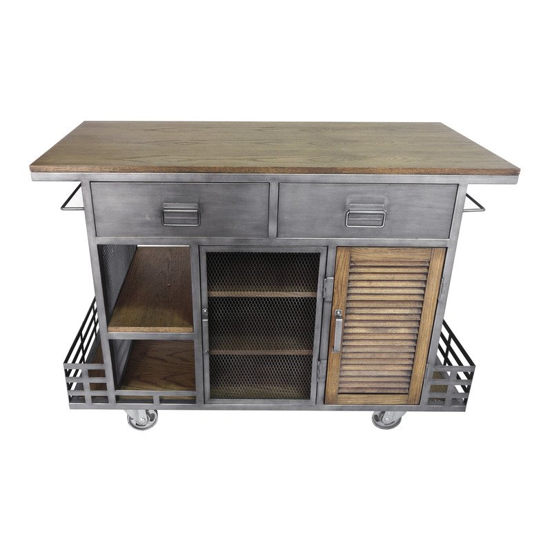 Yosemite Home Decor Jaxon Contemporary Wood Kitchen Island in Silver