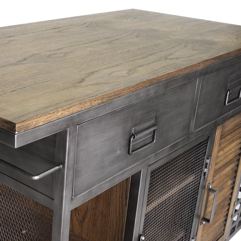 Yosemite Home Decor Jaxon Contemporary Wood Kitchen Island in Silver