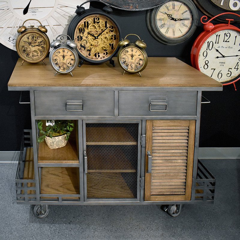 Yosemite Home Decor Jaxon Contemporary Wood Kitchen Island in Silver
