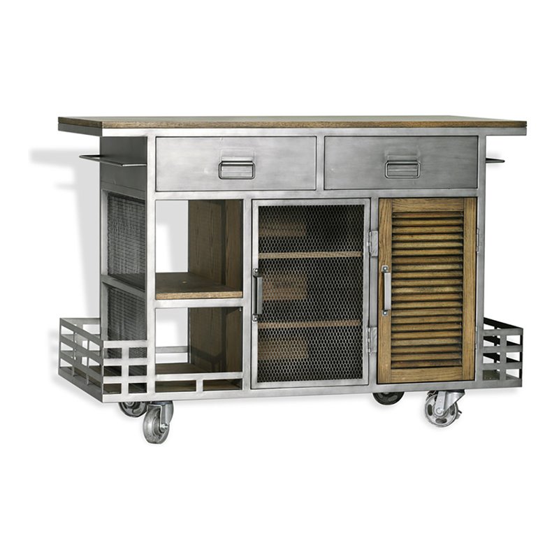 Yosemite Home Decor Jaxon Contemporary Wood Kitchen Island in Silver