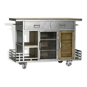 Yosemite Home Decor Jaxon Contemporary Wood Kitchen Island in Silver