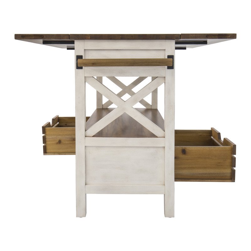 Yosemite Home Decor Cassidy Farmhouse Wood Kitchen Island in White