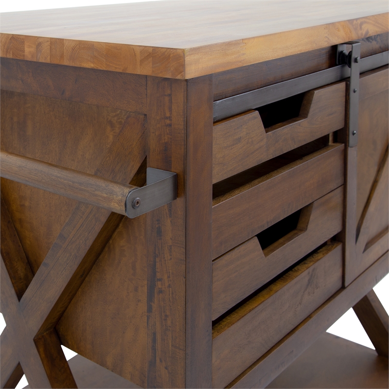 Yosemite Home Decor Wood Kitchen Island with Butcher Block Top in Brown