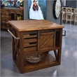 Yosemite Home Decor Wood Kitchen Island with Butcher Block Top in Brown