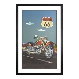Yosemite Home Decor &quotMotorcycle on Route 66&quot Glass Wall Art in Multi-Color