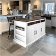 Yosemite Home Decor Wood Kitchen Island with Butcher Block Top in Logan White