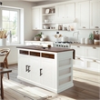 Yosemite Home Decor Wood Kitchen Island with Butcher Block Top in Logan White