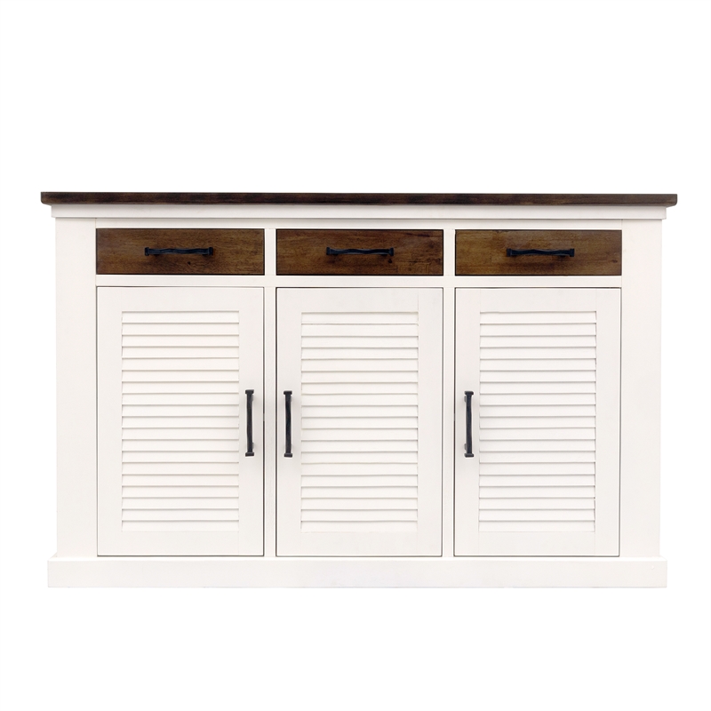Yosemite Home Decor Wood Kitchen Island with Butcher Block Top in Logan White